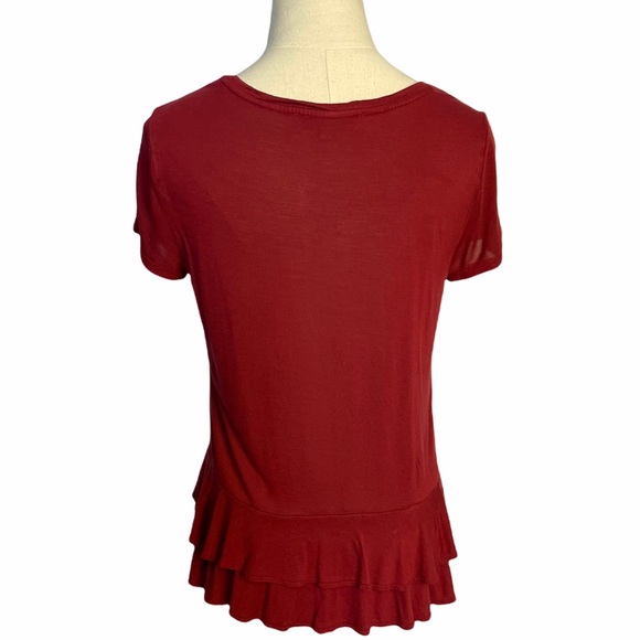 LOFT short sleeve ruffle hem top M Petite - Picture 6 of 6